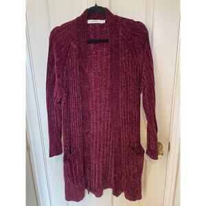 Burgandy Chenille Cardigan Size S Just Fab